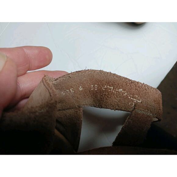 FRAU Platform Wedge Criss Cross Sandals Heels Womens Size 7.5 US 39 Tan Leather - Picture 10 of 11